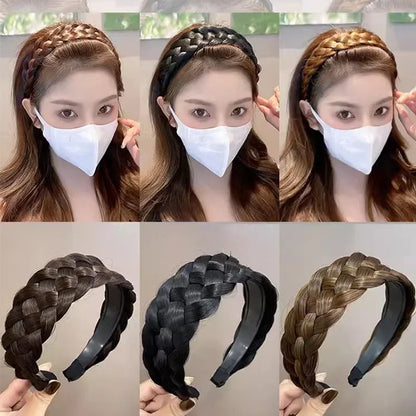 sengpan Wig Braided Headbands for Women Fishbone Wide Twist Hairbands Handmade Head Hoop Hair Bands Styling Headwear Accessories Gift