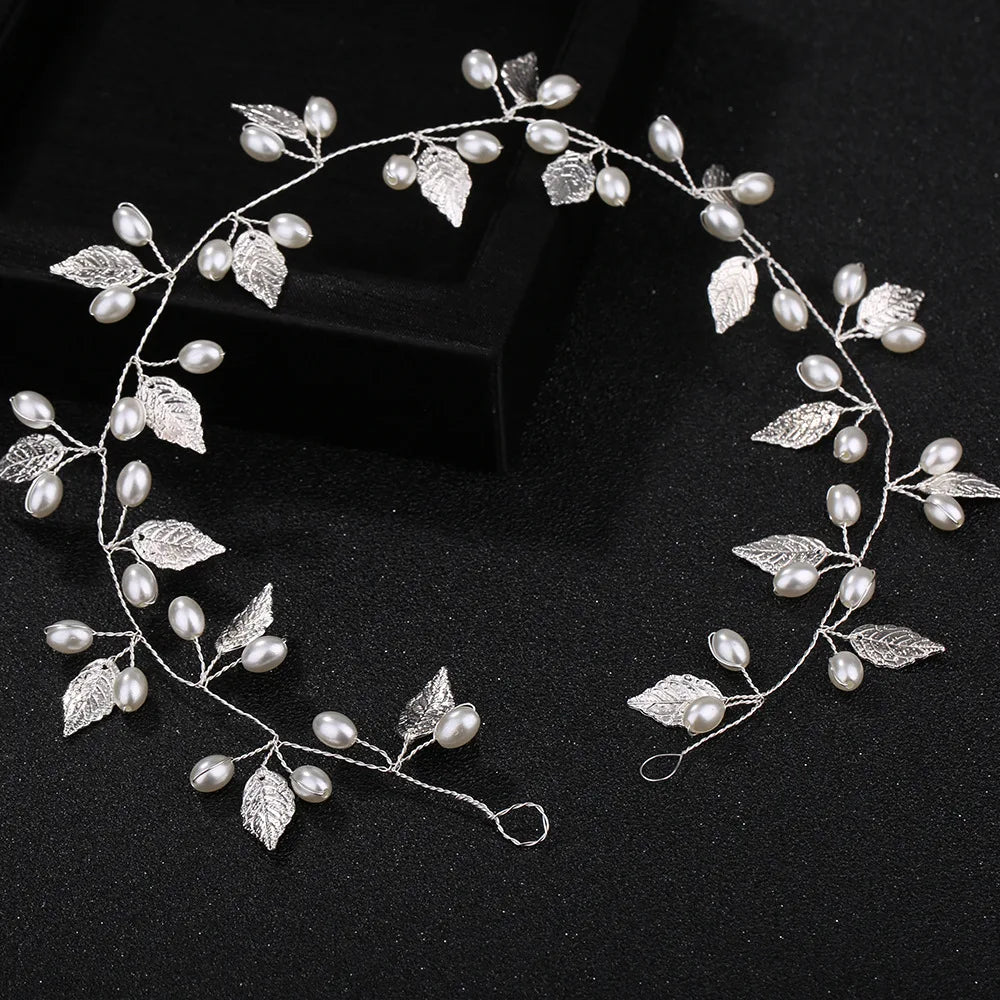 Lianfudai Elegant Women Hair Accessories Bridal Headband Crystal Pearl Hairband Head Ornament Ladies New Hair Jewelry For Wedding