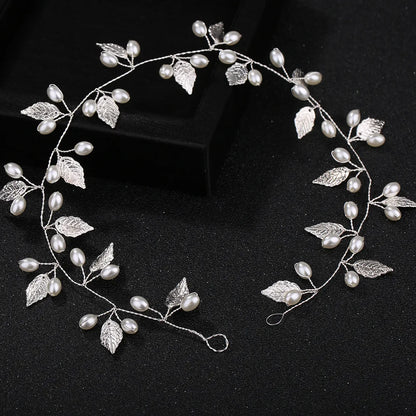 Lianfudai Elegant Women Hair Accessories Bridal Headband Crystal Pearl Hairband Head Ornament Ladies New Hair Jewelry For Wedding