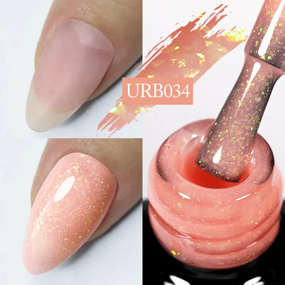 sengpan SUGAR Aurora Rubber Gel Nail Iridescent Pearl Effect Metallic Mirror Nails Manicure Soak Off UV LED No Wipe Top Coat Base Gel