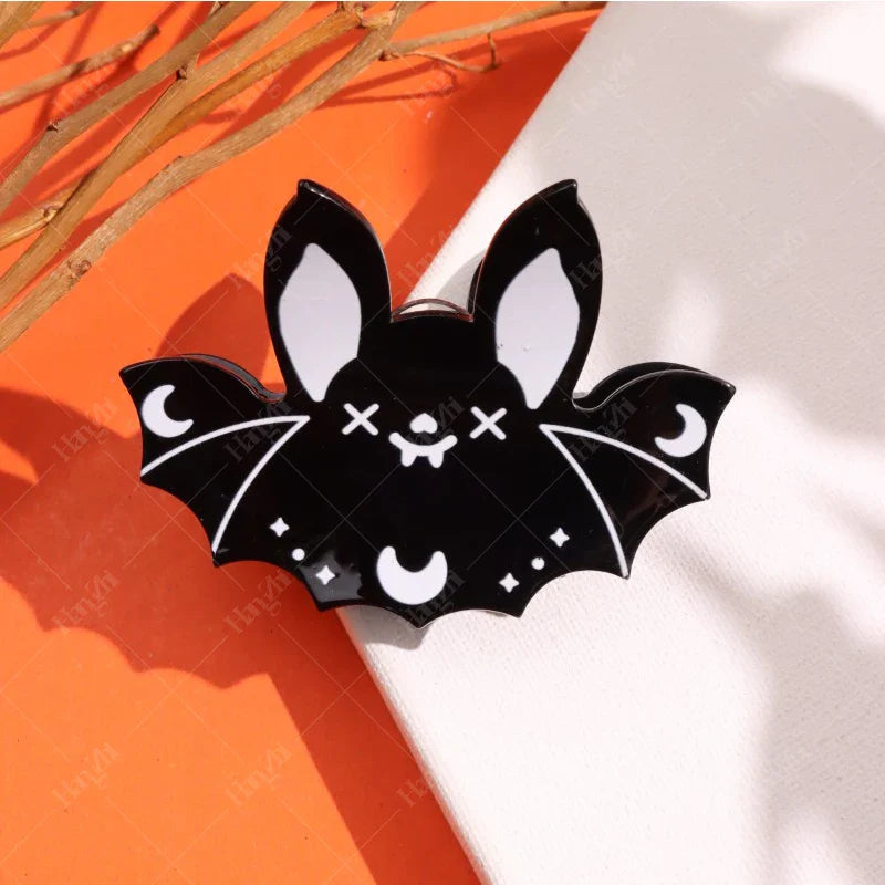 Lianfudai Dark Dragonfly Bat Spider Web Hair Clips Horror Exaggerates Halloween Hair Accessories for Women Kid New Funny Hairpin