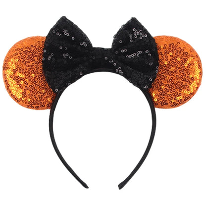 sengpan 2024 Nieuwe Disney Mouse Ears Headband  Hoofdband Bat Pompoen Lovertjes Strik Halloween Festival Feest Cosplay Haaraccessoires