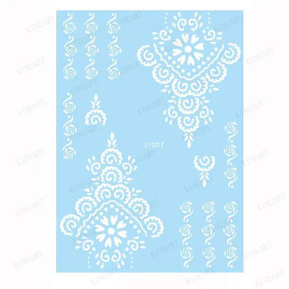 sengpan White Henna Tattoo Sticker Waterproof Temporary Tattoos for Women Body Art Mehndi Stickers for Hand Wedding Party Hena Tattoo