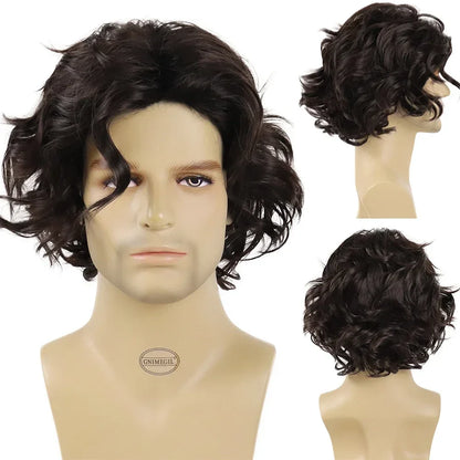 sengpan Synthetic Curly Men Wig Short Brown Hair Businessmen Curly Haircut Man Guys Natural Hairstyle The Summer Outfits Cosplay Costume