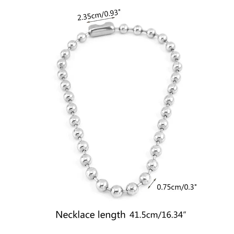 sengpan Women Choker Big Ball Punk Jewelry 7.5mm Alloy Bead Clavicle Chain Ball Necklace Link Necklaces for Men Girls Gift