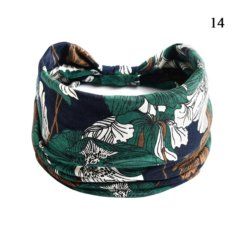 sengpan Boho Knot Turbans Yoga Elastic Head Wrap Women Headband Wide Hairbands Headwear Floral Bandanas Fashion Hair Band Accessories