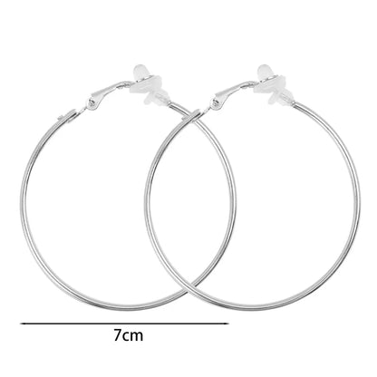 sengpan  -  4/5/6/7cm Hoop Earrings Set Big Circle Earrings Jewelry for Women Girls Ear Clip Punk Style Earrings Fashion Jewelry Accessories