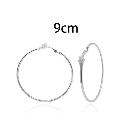 sengpan Round Circle Hoop Earrings Clip Without Piercing Women Gold Silver Stainless Steel Plating Rings Ear Clips Fashion Jewelry Gift