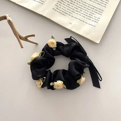 sengpan Romantic Rose French Large Hair Ring Hair Rope Ties Vintage Girls Flower Scrunchies Bands Hair Accessories for Women