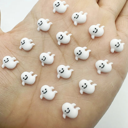 sengpan 20pcs Nail Halloween Accessories Kawaii Flatback MIni Ghost DIY Resin Nail Charms DIY Nails Figures Manicure Art Decoratio Parts