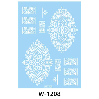 sengpan White Henna Stickers for Hand Temporary Henna Tattoos for Women Fake Tatoo Waterproof Mehndi Designs Wedding Tattoo Hena