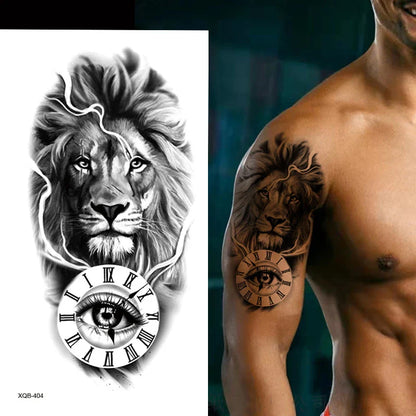 sengpan Black Forest Animal Temporary Tattoos for Men Wolf Tattoo Stickers Tiger Skull Skeleton Fake Tattoo for Women Arm Sleave