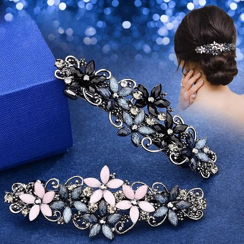 sengpan The new Korean version of the crystal flower spring hairpin elegant rhinestone wild ponytail hairpin women's hair accessories