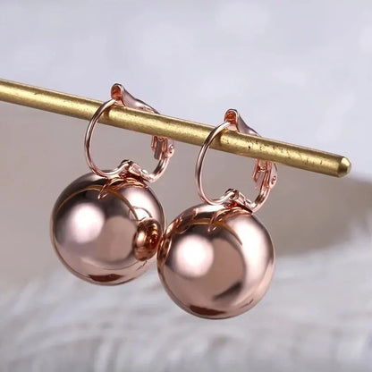 sengpan Vintage Big Round Ball Pendant Earrings for Women Gold Plated Fashion Jewelry Gifts Wedding Accessory Pendientes Mujer