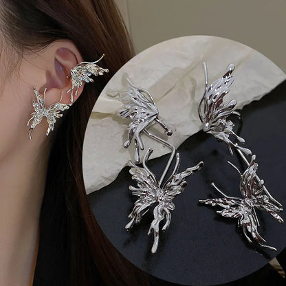 sengpan New Punk Style Bowknot butterfly Drop Earring for Woman 2024 Cool Metal Butterfly Earrings Aesthetic Jewelry Party Gift