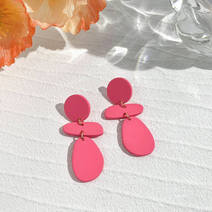 sengpan Multiple Viva Magenta Petal Flower Knot Geometric Drop Earring for Women Hot Pink Rose Acrylic Long Earrings Jewelry