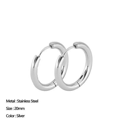 sengpan Classic Stainless Steel Ear Buckle for Women Trendy Gold Color Small Large Circle Hoop Earrings Punk Hip Hop Jewelry Accessories