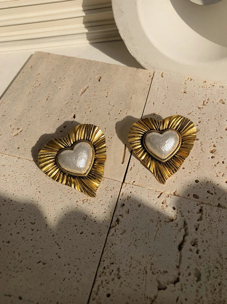 sengpan retro  heart-shaped earrings exaggerated small designer stud heart-shaped earrings