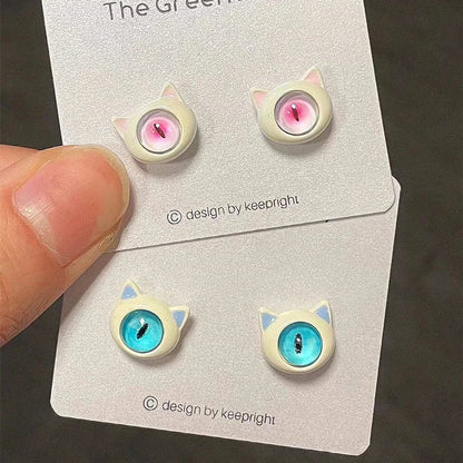 sengpan Korean Fashion Cute Cat Monster Stud Earrings for Women Girls Kids One-eyed Unusual Earring Gothic Halloween Y2k Anime Jewelry