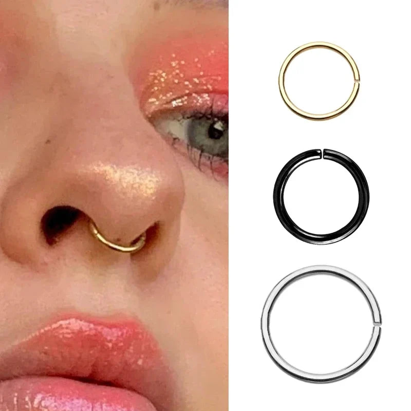 sengpan 3pcs Round Shaped Fake Nose Ring Hoop Septum Rings Stainless Steel Nose Fake Piercing Oreja Pircing Jewelry Nose Ring Piercing