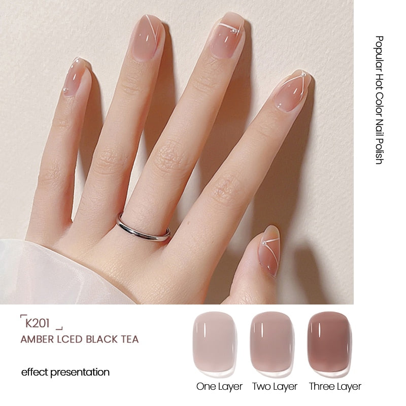 sengpan Nail Gel Polish 12ml Translucent Nude Jelly Gel Nail Polish Semi Permanent Soak Off UV LED Gel Varnish Nail Art Manicure