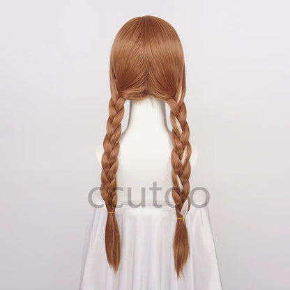 sengpan Halloween Women Princess Anna Wig Brown Braids Adult Party Synthetic Hair + Wig Cap