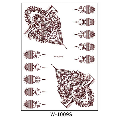 sengpan Brown Henna Lace Temporary Tattoo Sticker Butterfly Mehndi Flower Fake Tattoo for Women Feather Flora Sexy Henna Design Stickers