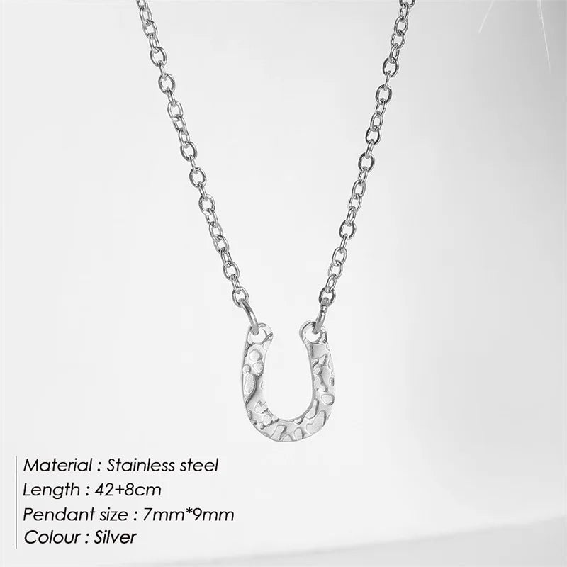 sengpan e-Trendy Stainless Steel Necklace Punk Chokers Necklaces for Women Statement U Shape Charm Necklace