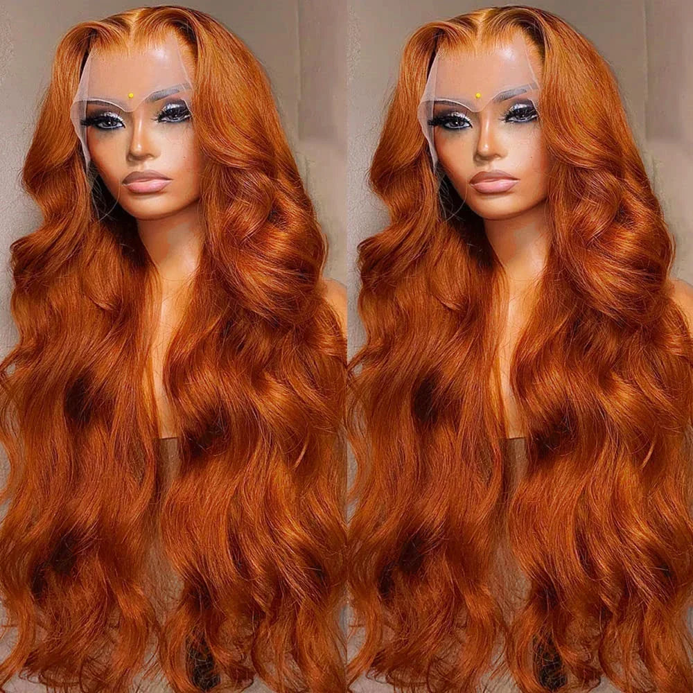 sengpan Body Wave Ginger Orange 13x6 HD Lace Front Wigs Colored Preplucked Wig 13x4 Lace Frontal Wigs Glueless Ginger Human Hair Wigs