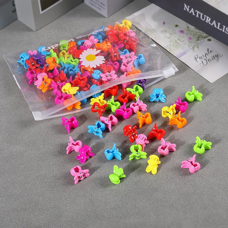 sengpan 50Pcs Small Hair Claw Clip Korean Fashion Mini Hair Clips Butterfly Flower Heart Multi-Shape Girls Clips Kids Hair Accessories