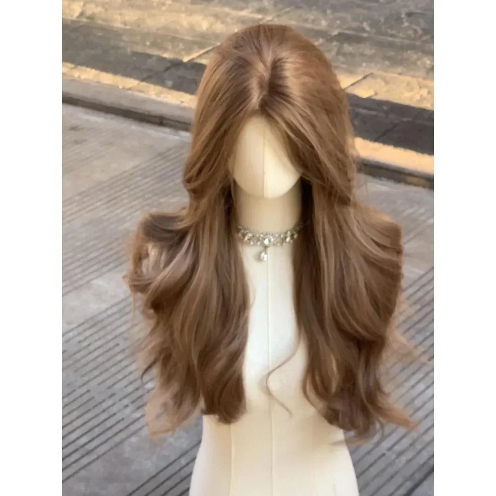 sengpan Wigs for Women Brown Long Curly Hair Big Wave Wig Natural Curls Headband Lolita Wig Heat Resistant Cosplay Synthetic 가발