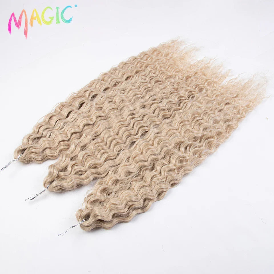 sengpan  Synthetic Hair Water Wave 24Inch Braid Hair Twist Crochet Hair Ombre Blonde Pink Deep Wave Braiding Hair Extension Cosplay