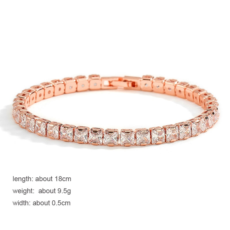 sengpan Tennis Bracelets for Women Shining Gold Color Single Layer CZ Charm Bracelet Statement Wedding Party Jewelry Wholesale