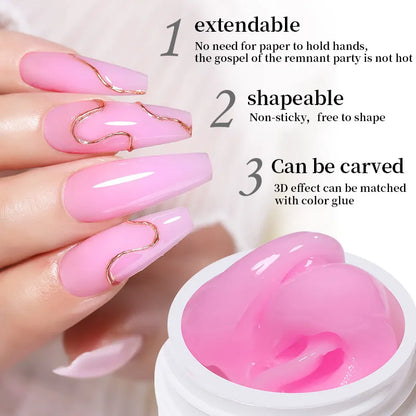 sengpan 8ML Clear Non Stick Hand Solid Extension Nail Gel Polish Carving Flower Nail Art Construction UV Gel Acrylic Varnishes