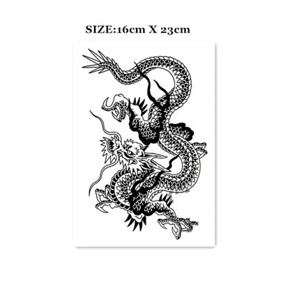 sengpan Waterproof Temporary Tattoo Sticker Japanese Style Black White Flame Dragon Body Art Fake Tattoo Flash Tattoo Arm Female Male