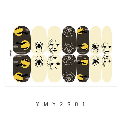 sengpan Baking Free Halloween Nail Stickers Full Sticker Fashion Nail Art Jewelry  Pumpkin Ghost Wholesale Applique Nail Sticker