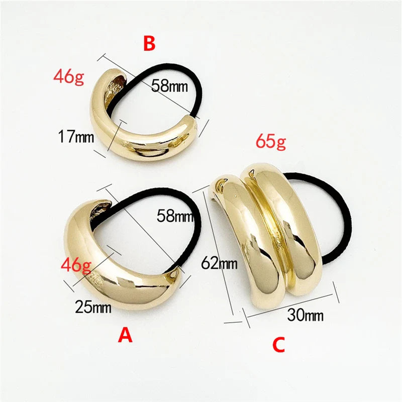 sengpan U-shaped Hollow Glossy Metal Elastic Hair Rope Hoop New Headband for Women Fashion Jewelry Hair Accessories 2024 New