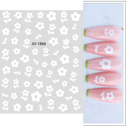 sengpan Simple Flowers 3D Nail Stickers Spring Summer Blossom Floral Tulip Fruit Nail Art Decals Adhesive Sliders Manicure Decorations