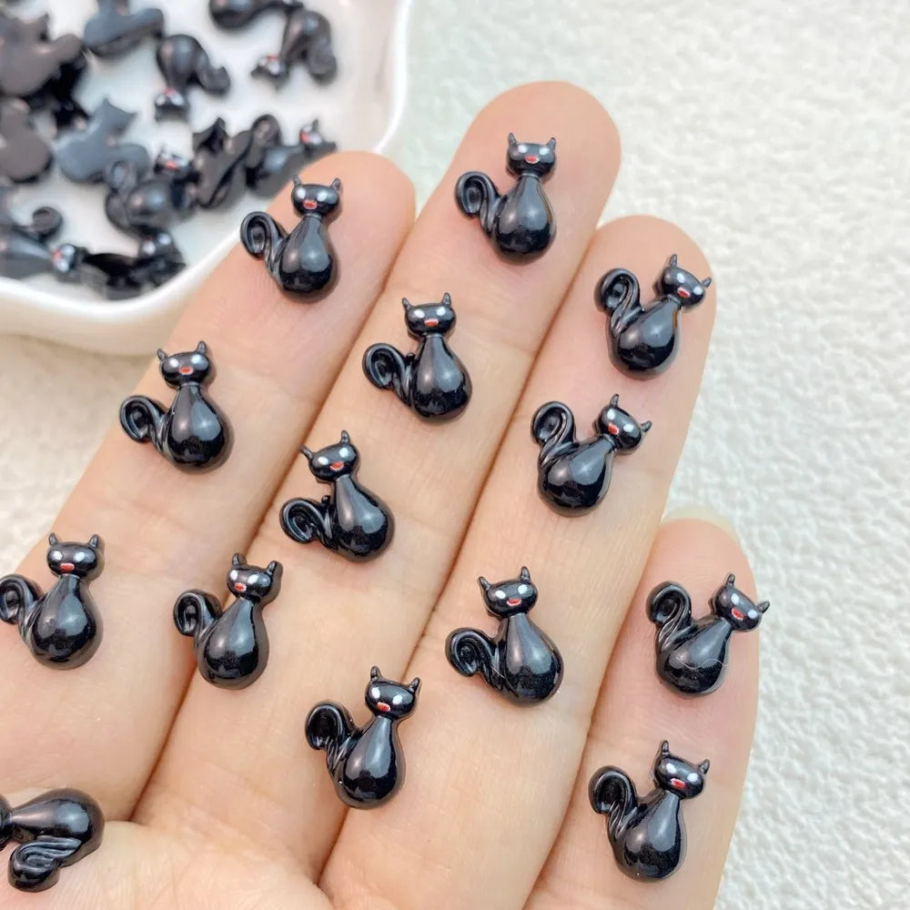 sengpan 50Pcs Cute Resin Mini Cartoon holy halloween cat, ghost series Flat Back Manicure Parts Embellishments For Hair Bows Accessories