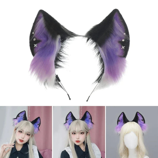 sengpan Handmade Faux Fur Plush Cat Deer Ear Headband Women Cartoon Cosplay Costume Ears Hair Hoop Halloween Party Role Play Hairband