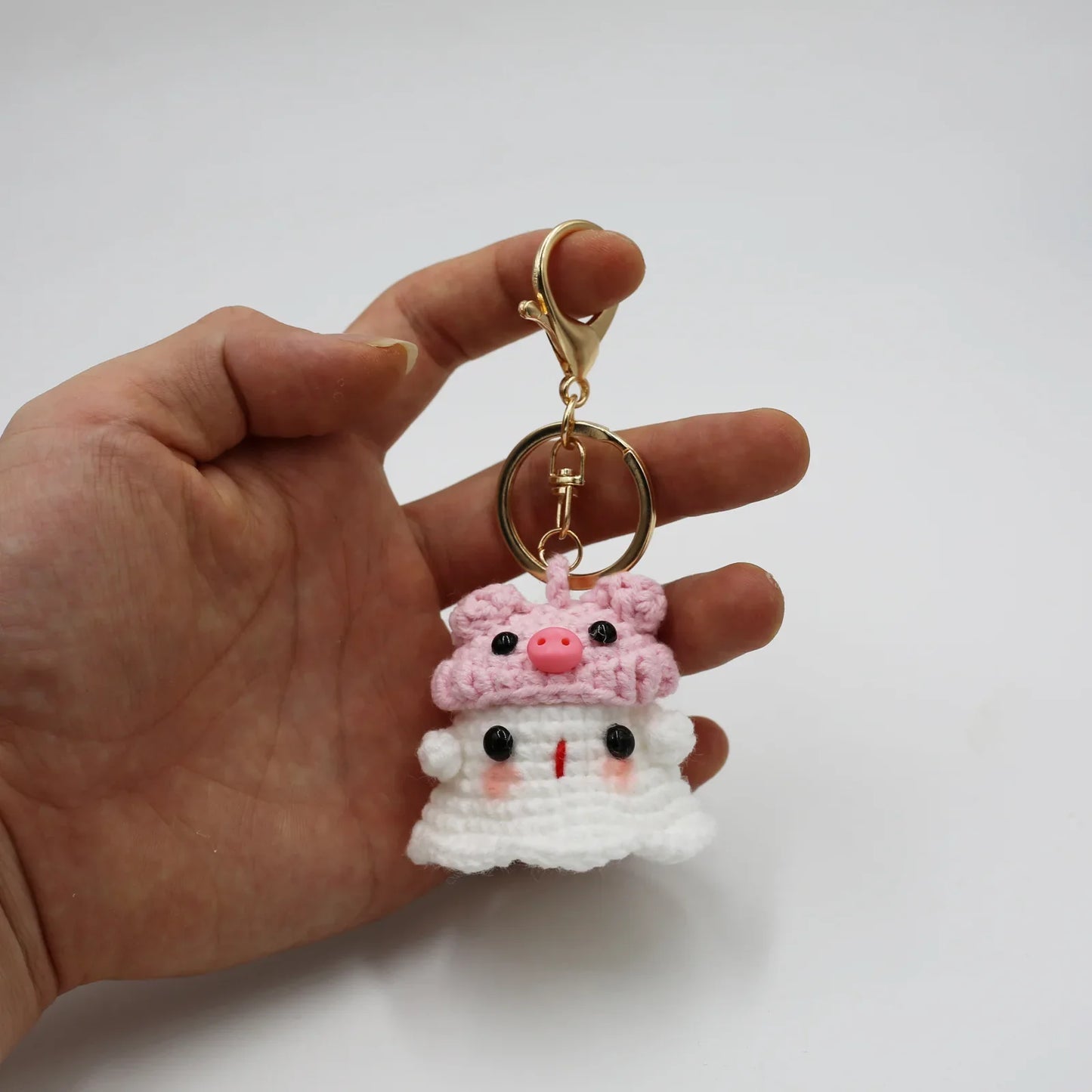 sengpan Creative Knitting Ghost Keychain Pendant Halloween Home Decoration Funny Handmade Crochet Ghost Doll Ornament Christmas Gifts