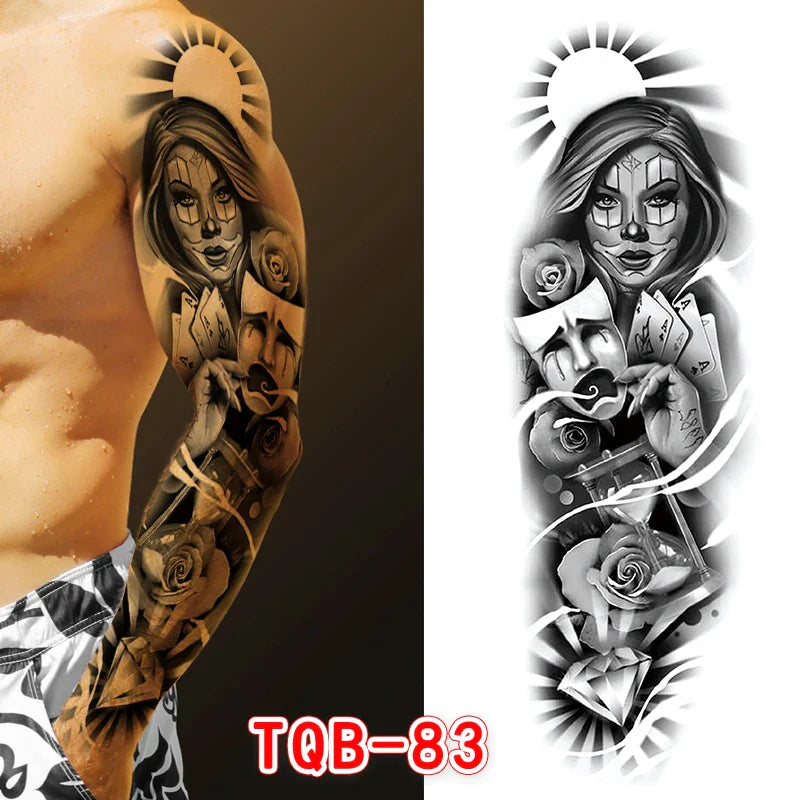 sengpan Large Arm Tattoo Sticker Full Sleeve Temporary Tattoos for Men Fish Wolf Tiger Tattoo Fake Tatoo for Women Waterproof Body Art