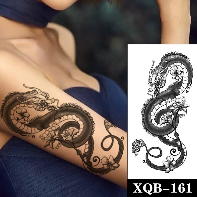 sengpan Waterproof Temporary Tattoo Sticker Black Realistic Tiger Line Totem Design Fake Tattoos Flash Tatoos Arm Body Art for Women Men