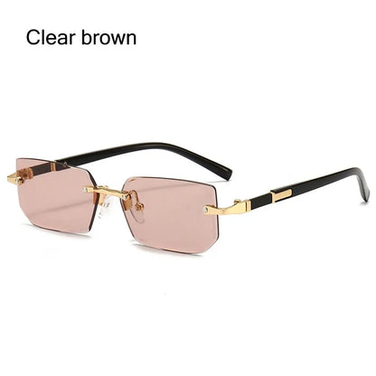 sengpan Trendy Rimless Sunglasses for Men Women Fashion Frameless Rectangle Sun Glasses Retro Shades Summer Traveling Eyewear UV400