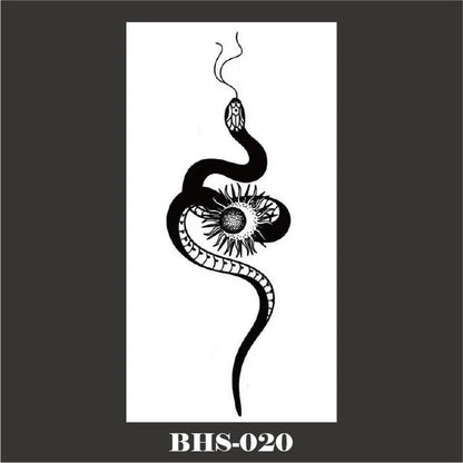 sengpan 2024 Summer Snake Flower Temporary Tattoos Sticker Waterproof Cool Dark Style Unisex Water Transfer Fake Tattoo Women Accessory