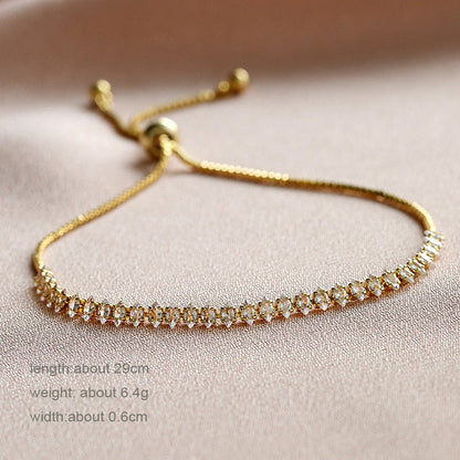 sengpan Tennis Bracelets for Women Shining Gold Color Single Layer CZ Charm Bracelet Statement Wedding Party Jewelry Wholesale