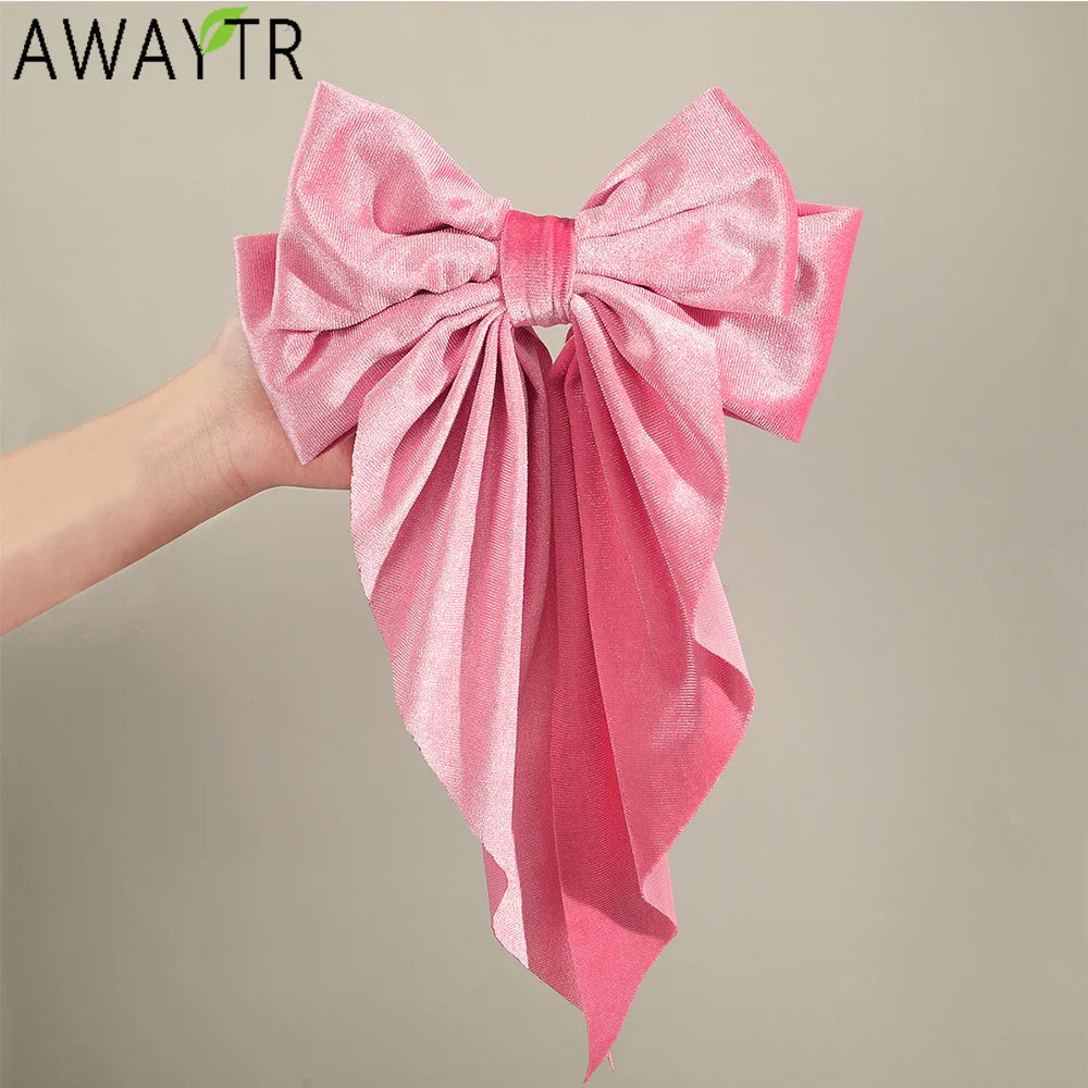 Lianfudai Drapey Bow Tie Hairpin Handmade Velet Hair Clips Girl Hair Accessories New Year Festival Gift Valentine Headwear