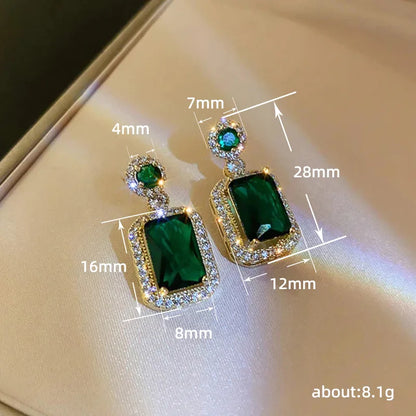 sengpan Full Bling Iced Out Blue/Green Cubic Zirconia Earrings Women for Wedding Gorgeous Dangle Earrings Party Fashion Jewelry