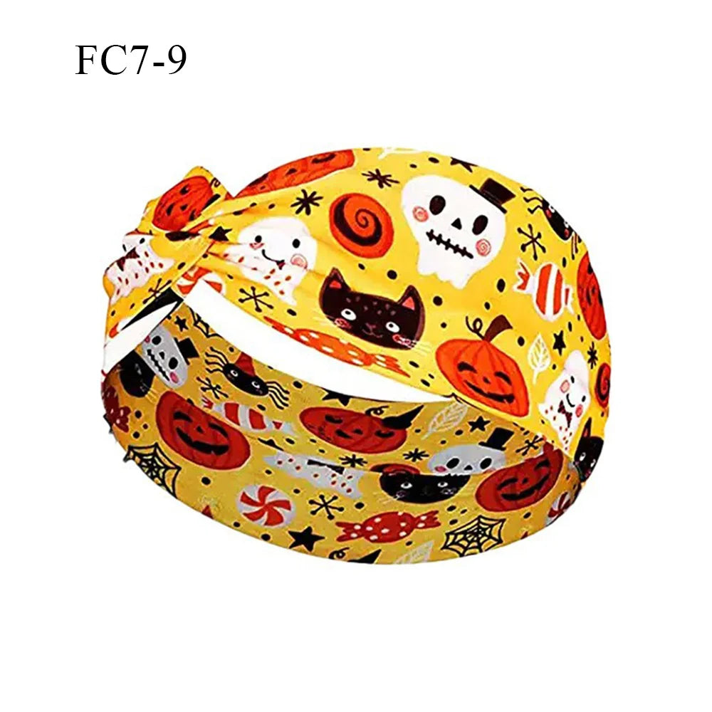 sengpan Halloween Skeleton Turbans Yoga Elastic Head Wrap Women Headband Wide Hairbands Headwear Bandanas Fashion Hair Band YZL05-5