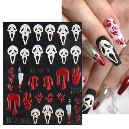 sengpan Fingernail Decal Excellent Eye-catching Halloween Decal DIY Nail Sticker Scary Manicures Ornament for Nail Salon